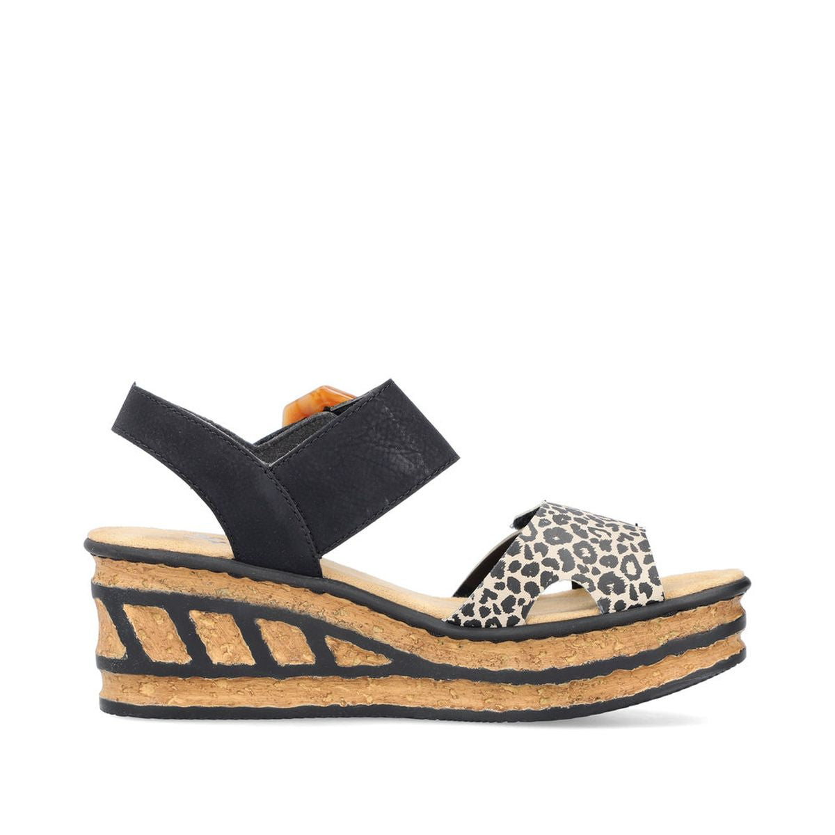Rieker 68176 Women's 2-Strap Wedge Sandal – Black