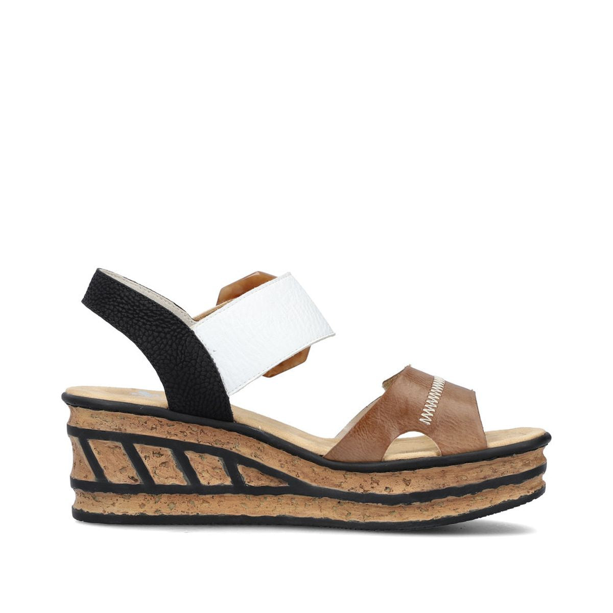 Rieker 68176 Women's 2-Strap Wedge Sandal – Beige