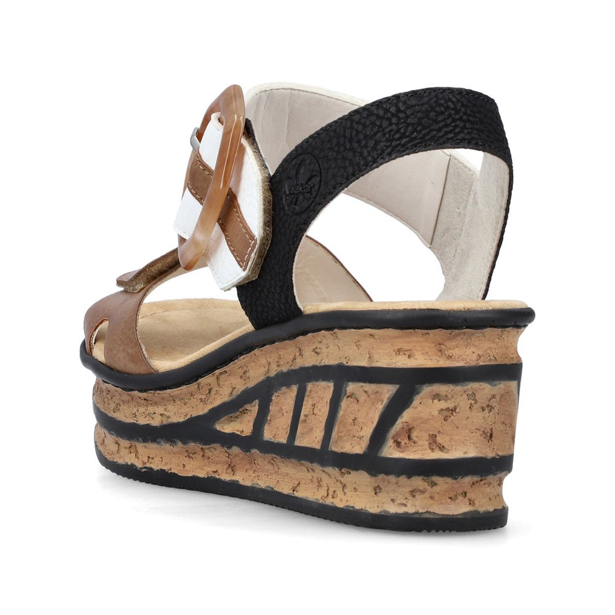 Rieker 68176 Women's 2-Strap Wedge Sandal – Beige