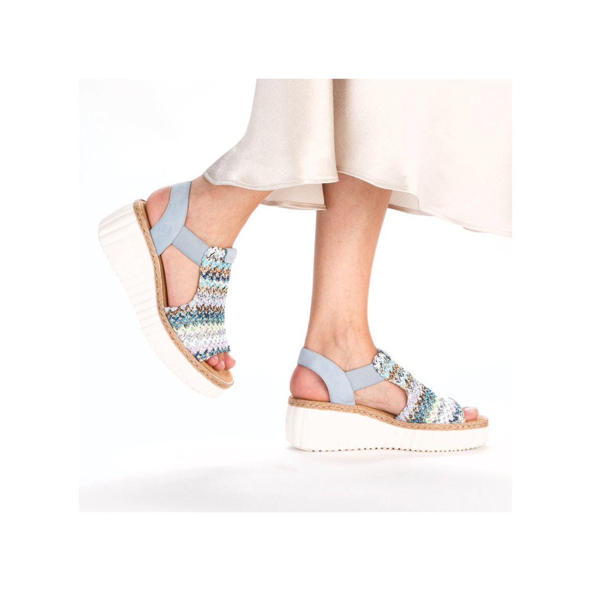 Rieker 69172 Women's Mesh Wedge Sandals – Blue