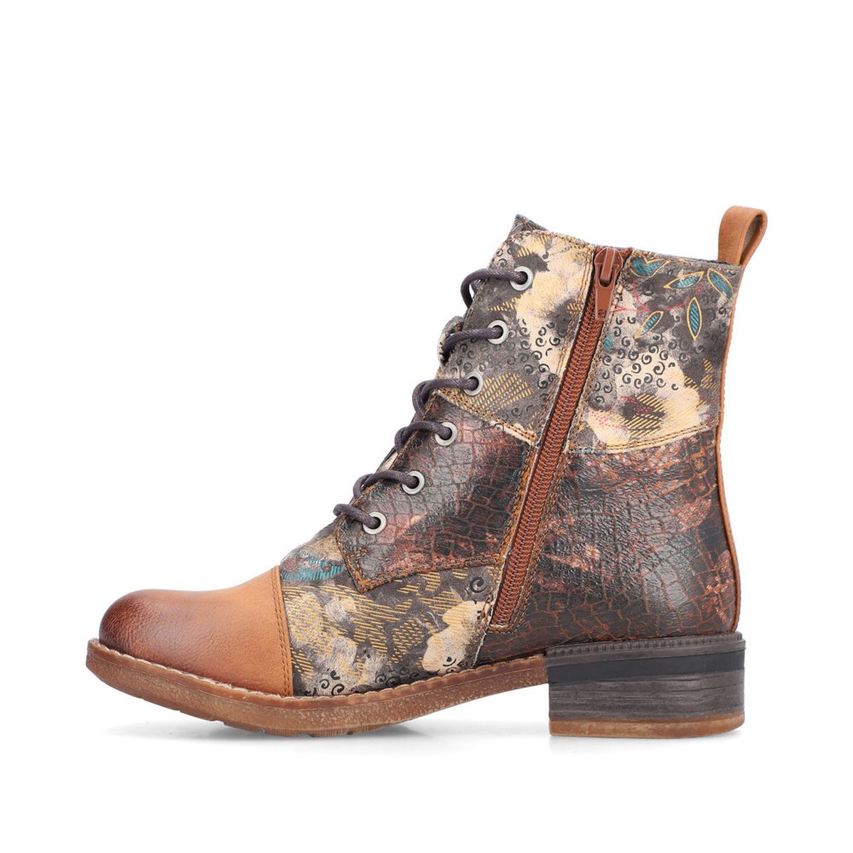 94611 Lace Up Patterned Ankle Boots