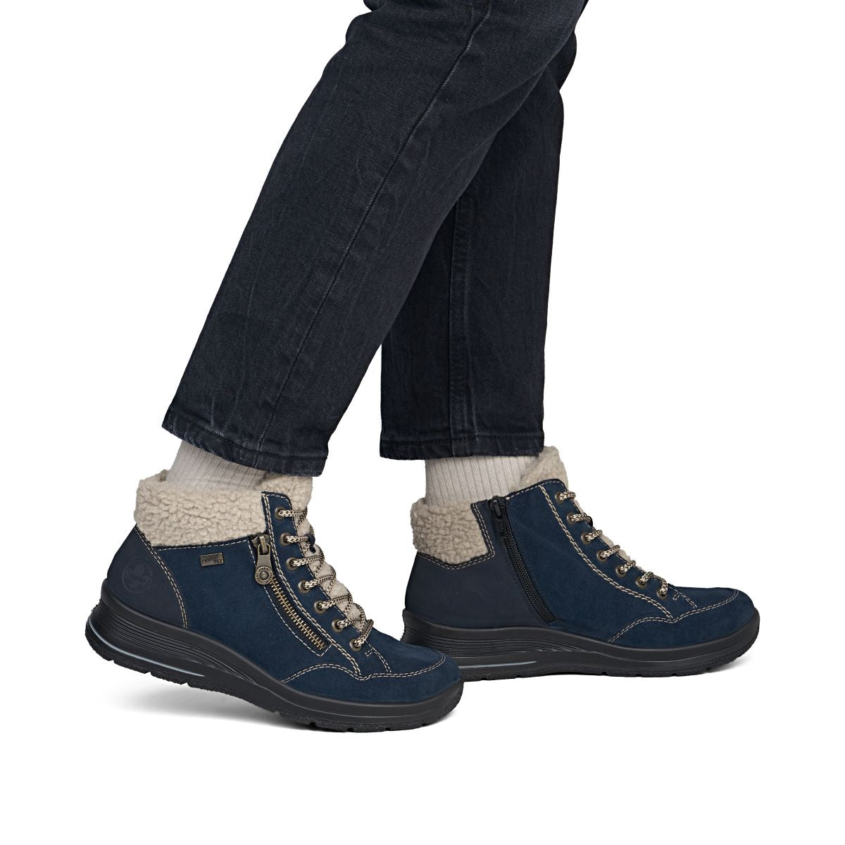 Rieker L7701 Women's TEX Waterproof Short Boots - Blue