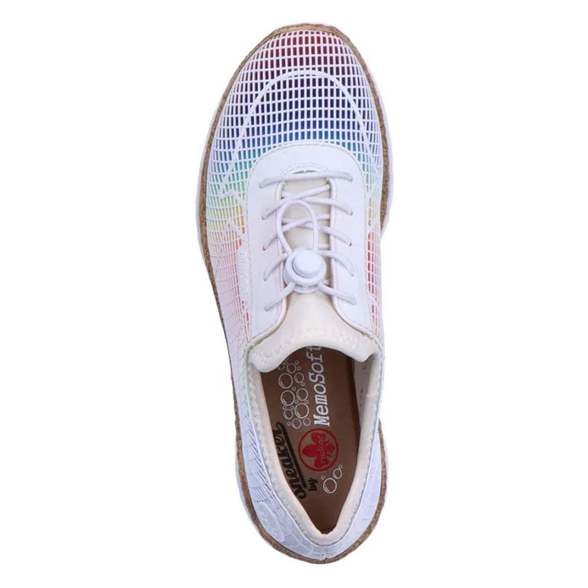 Rieker N4270 Women's Slip-On Sneakers in White Multi