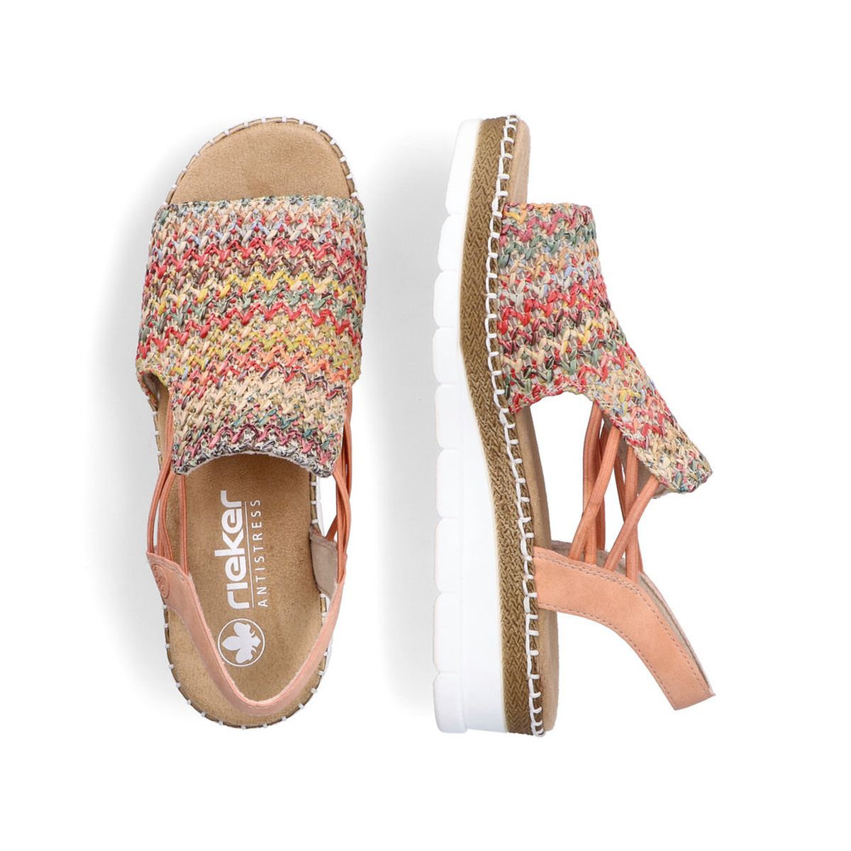 Rieker V1241 Women's Slip-on Sandals – Multi Pink