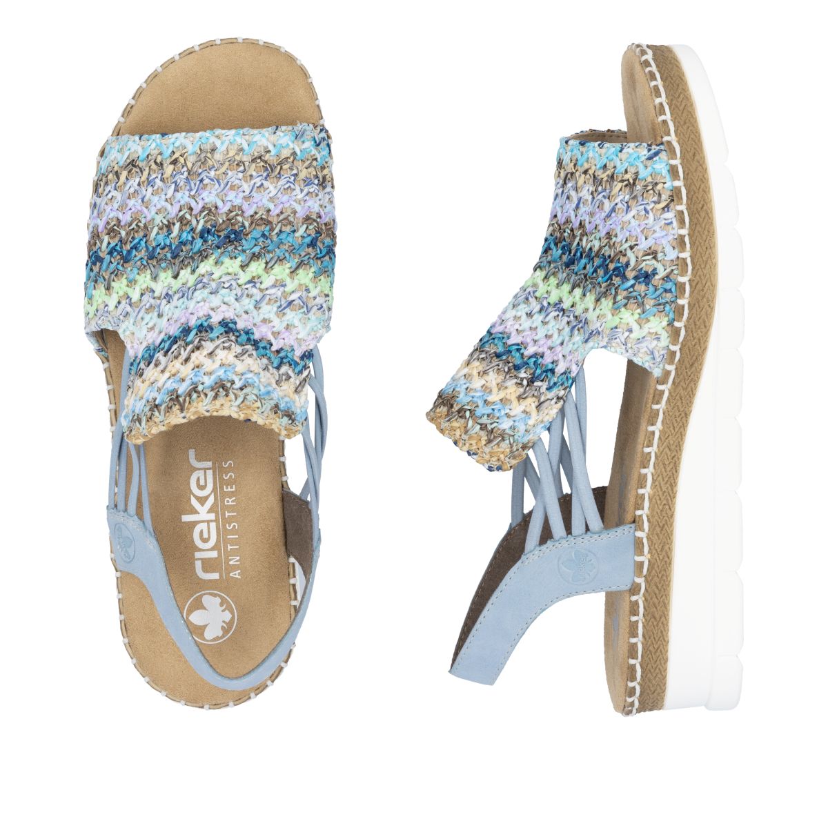 Rieker V1241 Women's Slip-on Sandals – Multi Blue