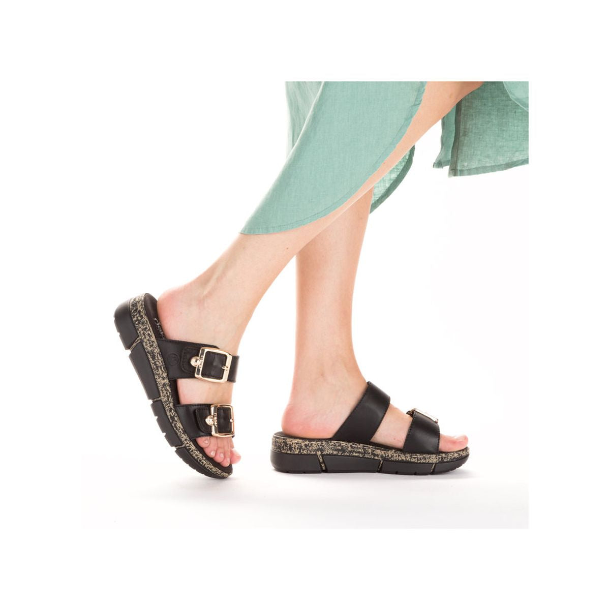 Rieker V2372 Women's 2-Strap Sandals – Black
