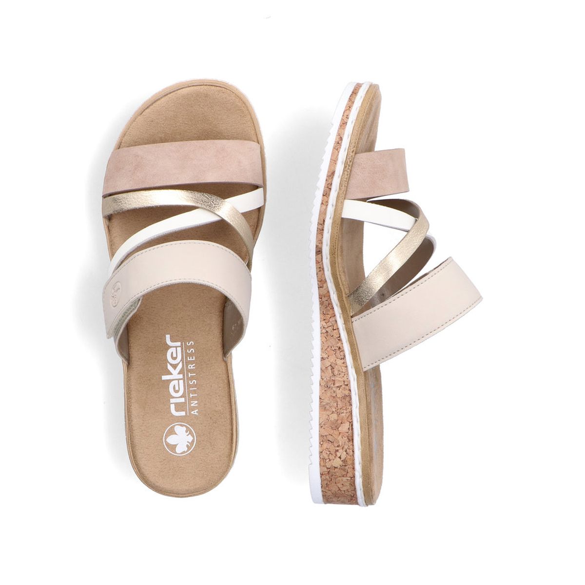 Rieker V3652 Women's Slip-on Sandals – Beige