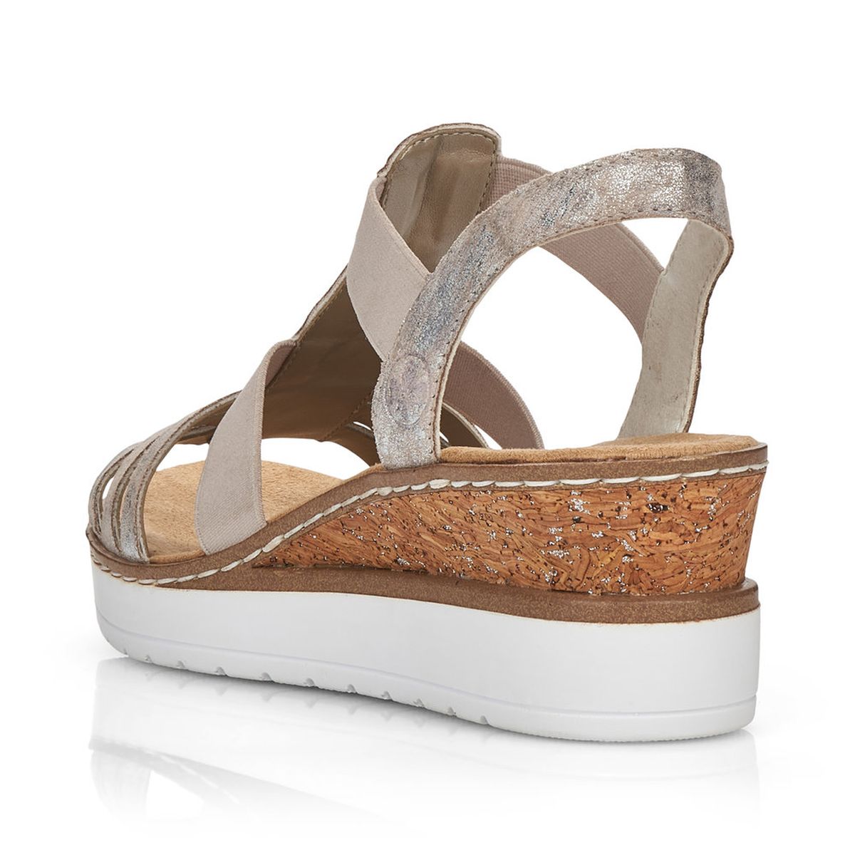 Rieker V3822 Women's Wedge Sandals – Silver