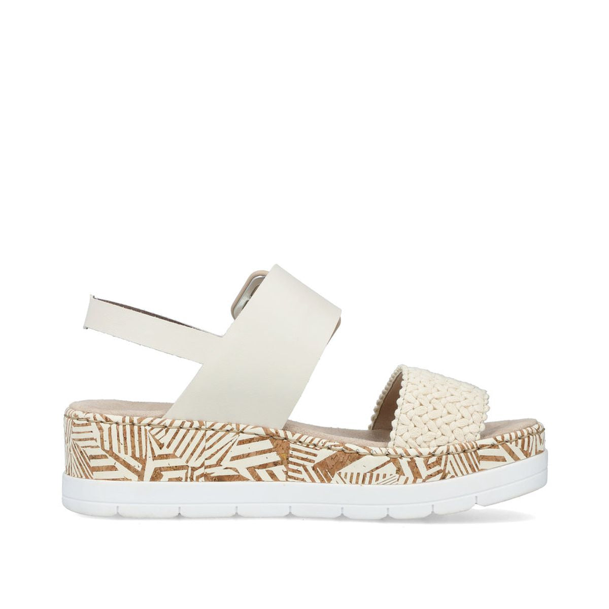 Rieker V3950 Women’s Wedge Sandals – Creme