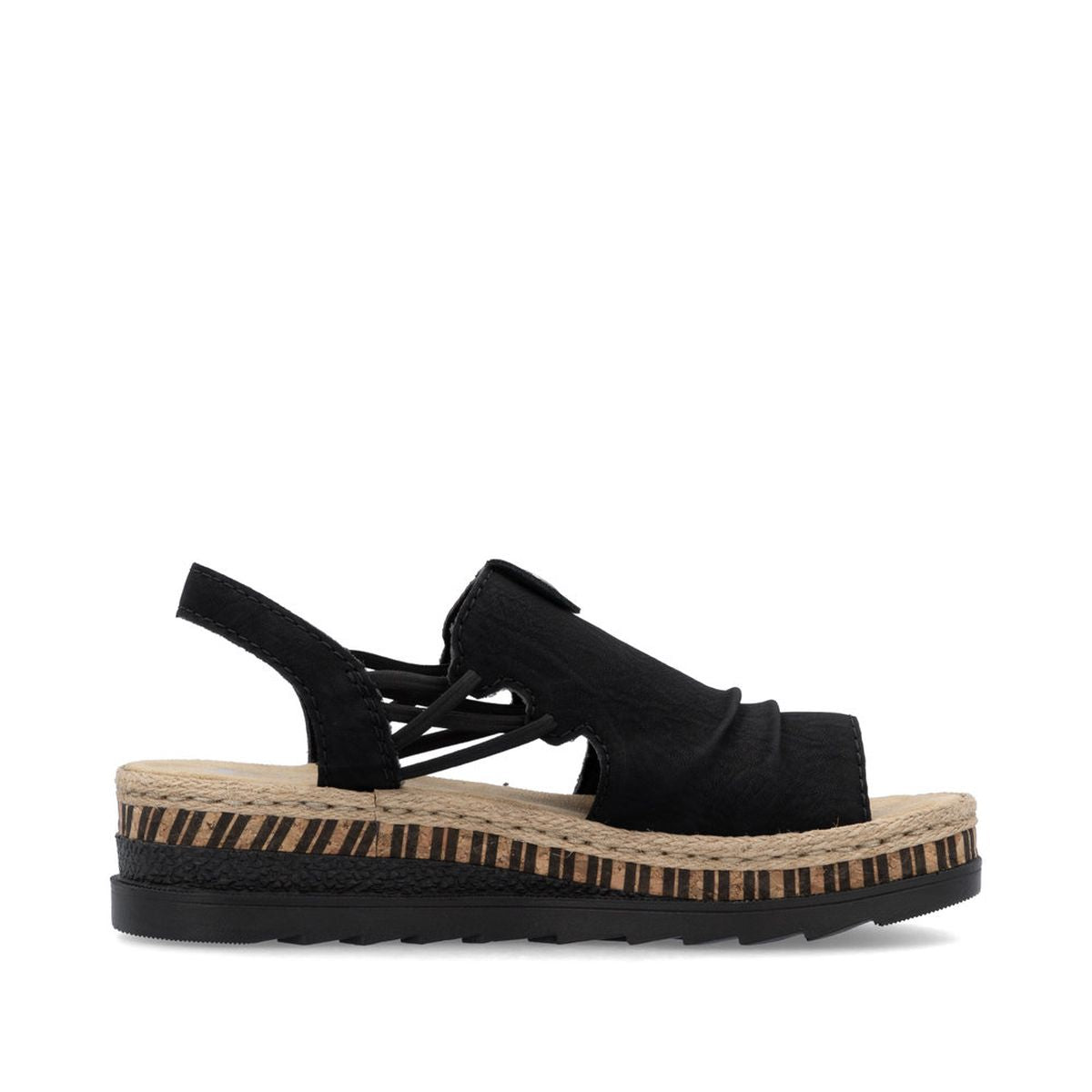 Rieker V7972 Women's Wedge Sandals – Black