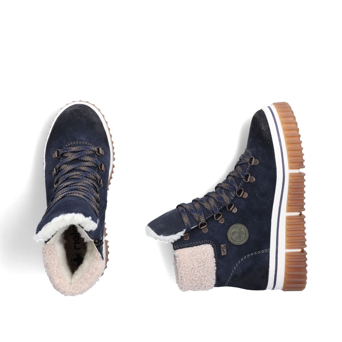 Rieker Y6347 Women's Lace Zip Winter Waterproof Boot – Blue