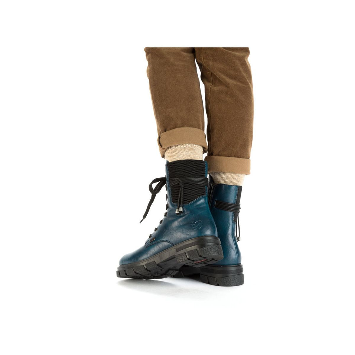Z9124 Lace Up Biker Boots with side zip