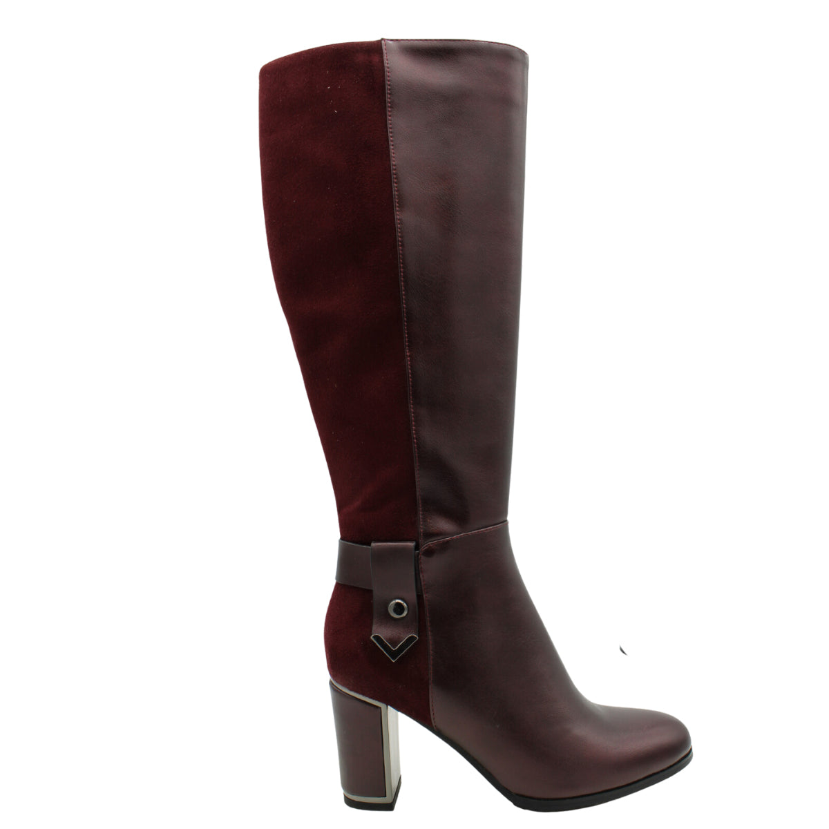 F3253 Side Zip High Boot in Bordo