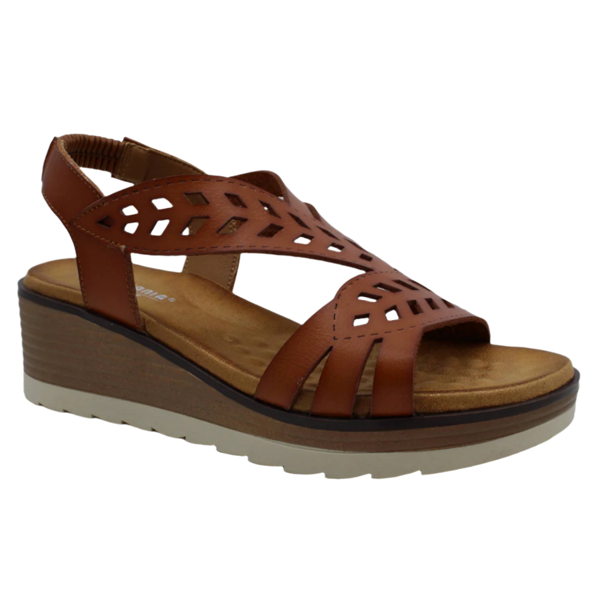 Stefania Italy S5586 Wedge Cutout Sandal in Tan