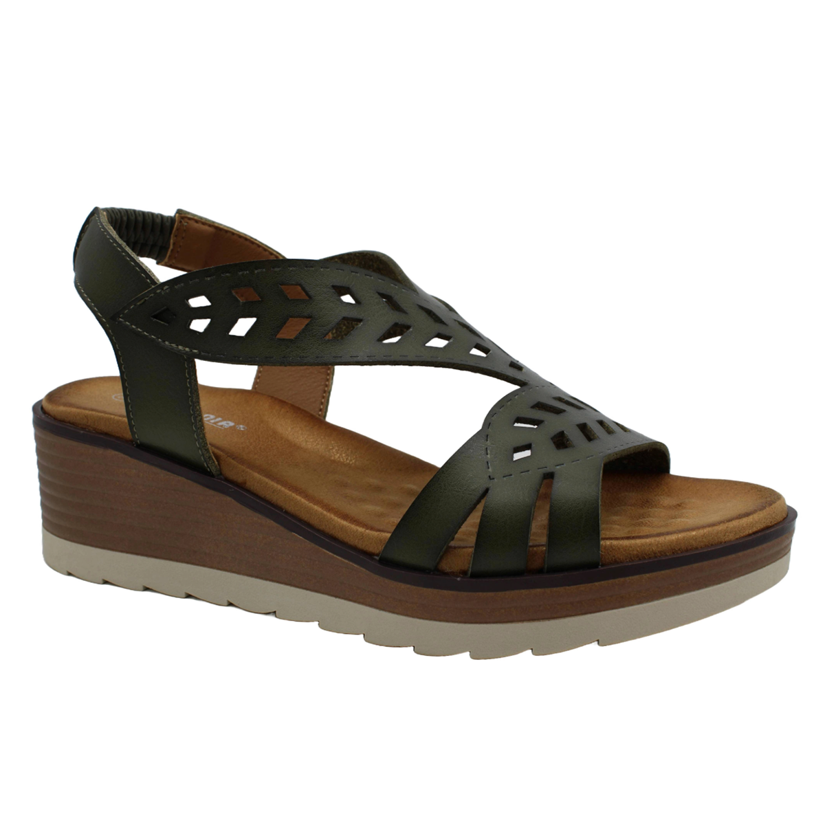 Stefania Italy S5586 Wedge Cutout Sandal in Green