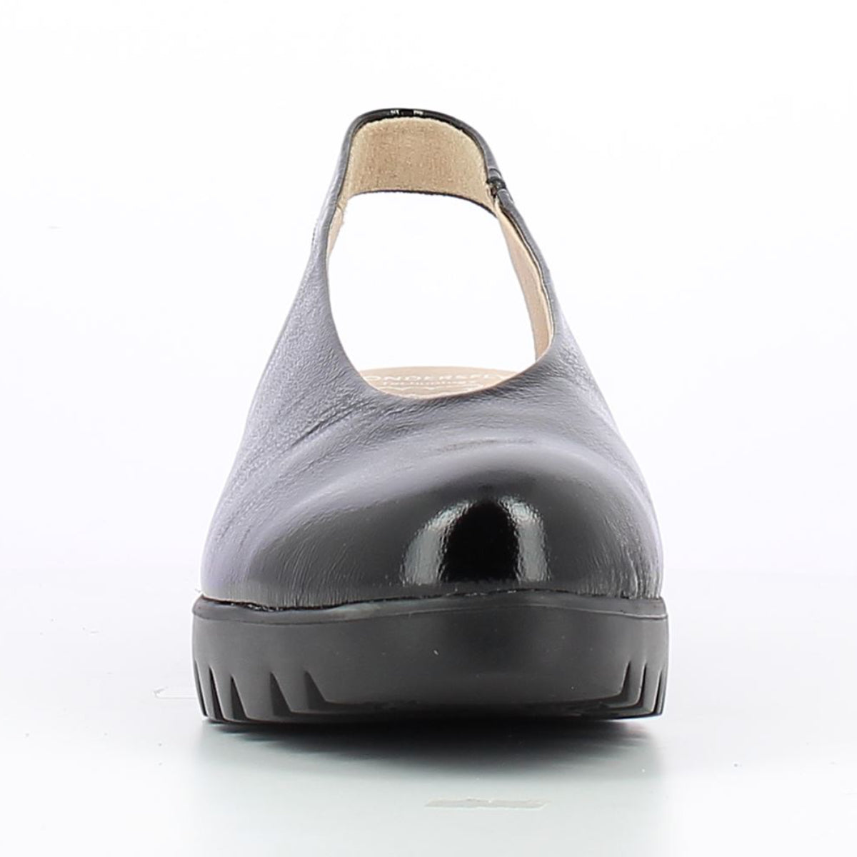 Wonders C-33152 Women's Slingback Wedge Shoe in Black Patent