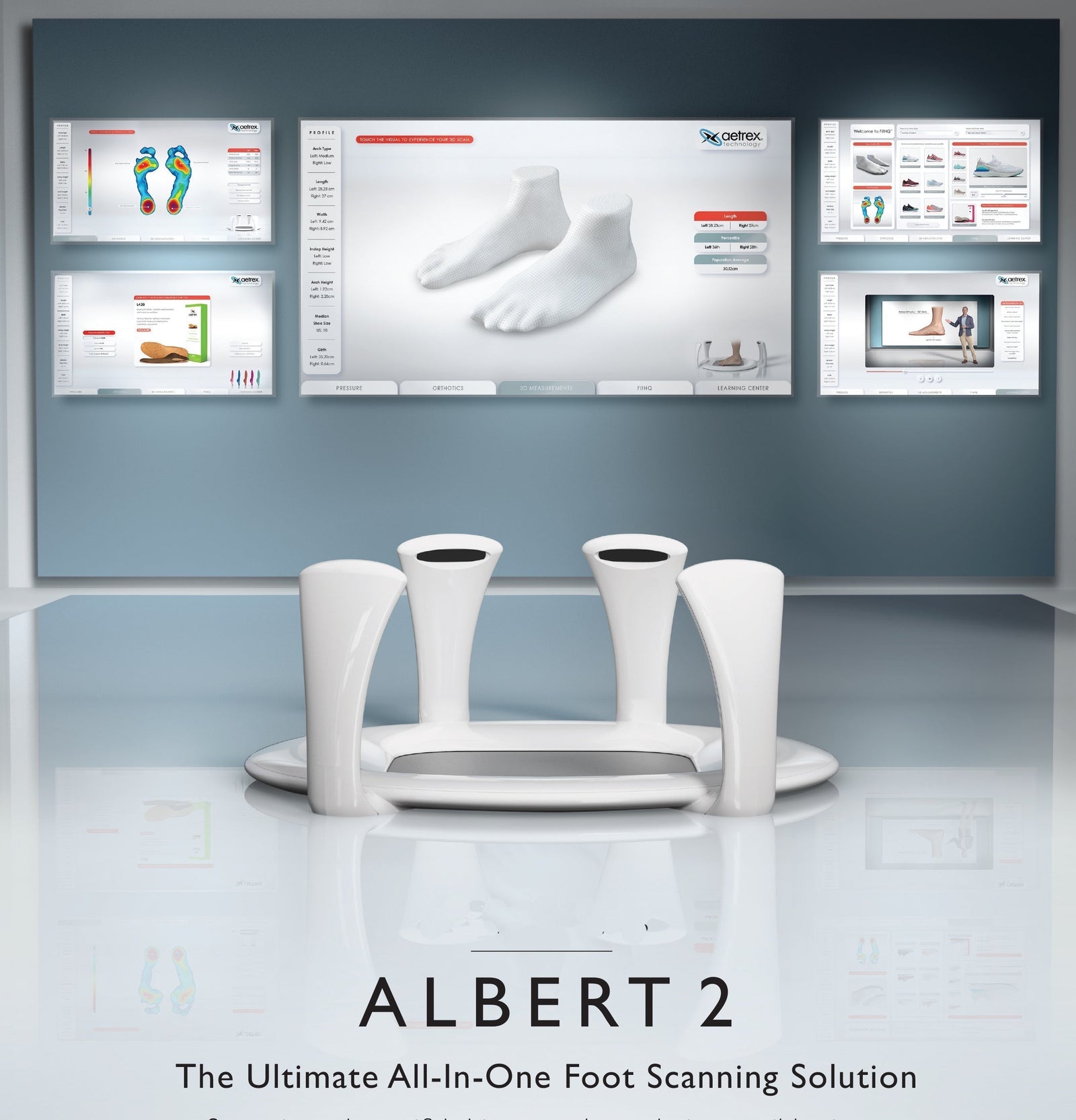 Aetrex 3D foot scanner at Walking On A Cloud — personalized shoe fitting for arch support and comfort