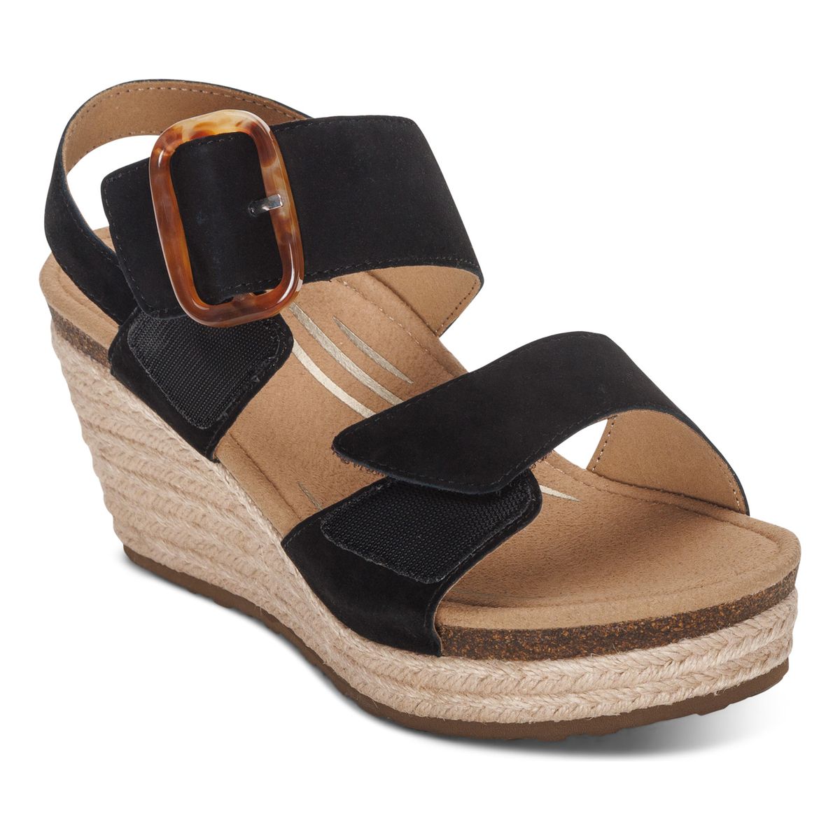 Aetrex Ashley Women's Arch Support Wedge Sandal – Black