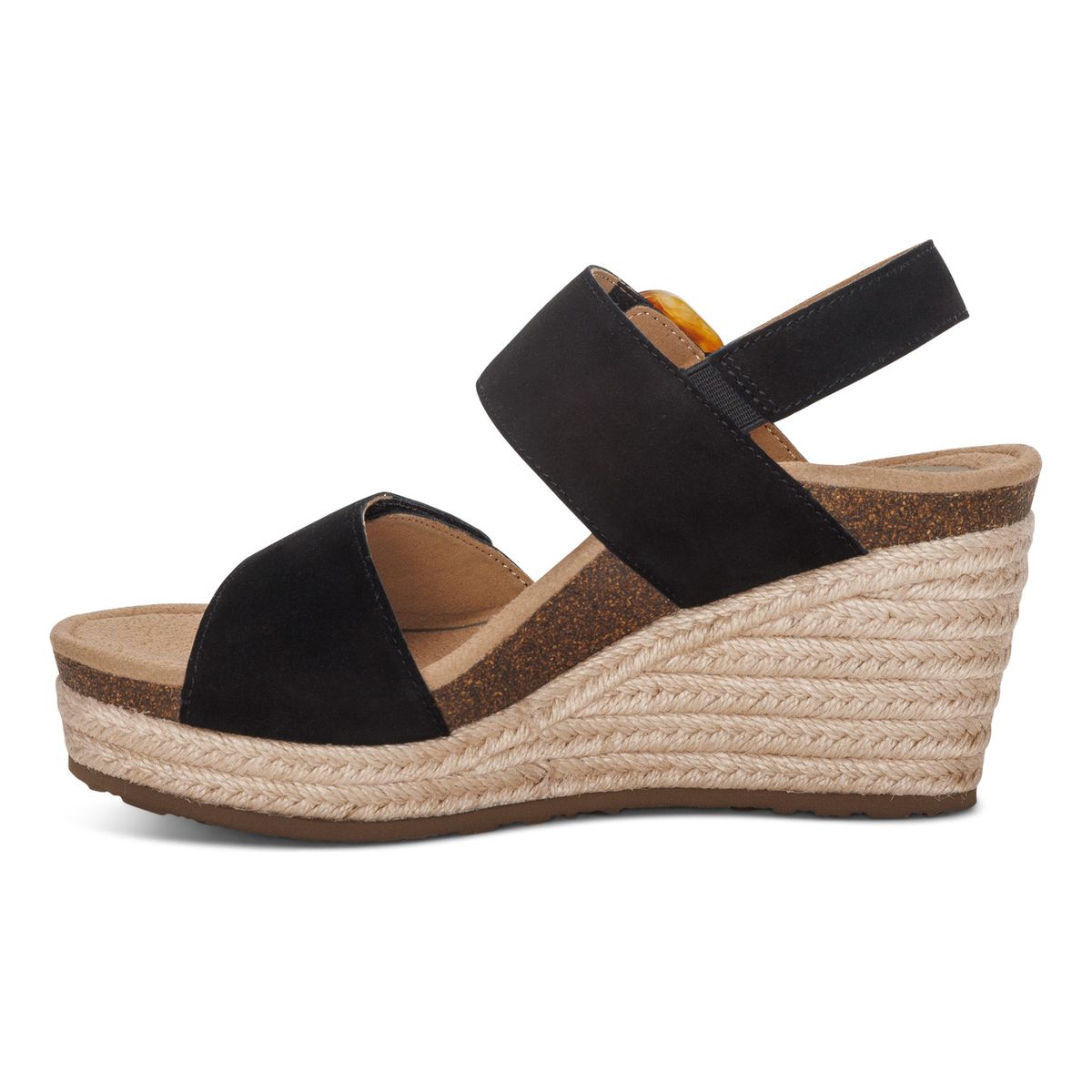 Aetrex Ashley Women's Arch Support Wedge Sandal – Black