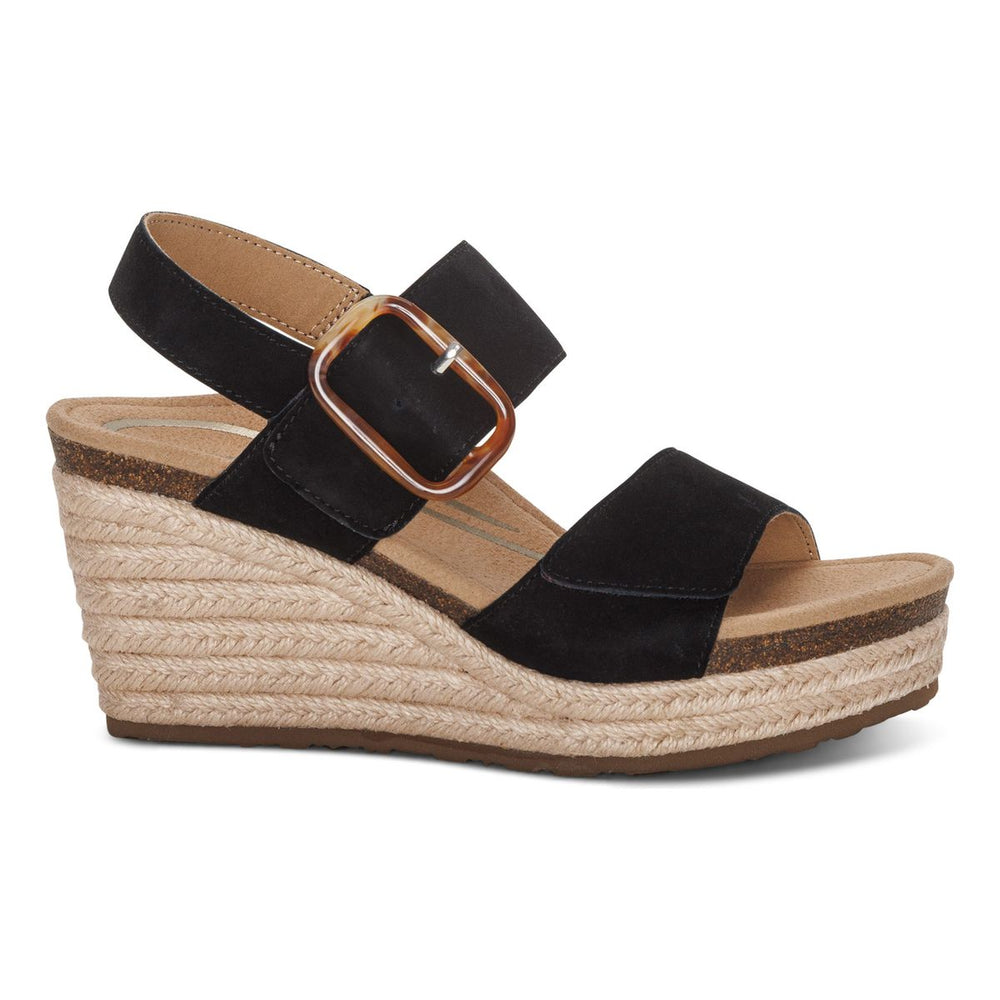 Aetrex Ashley Women's Arch Support Wedge Sandal – Black