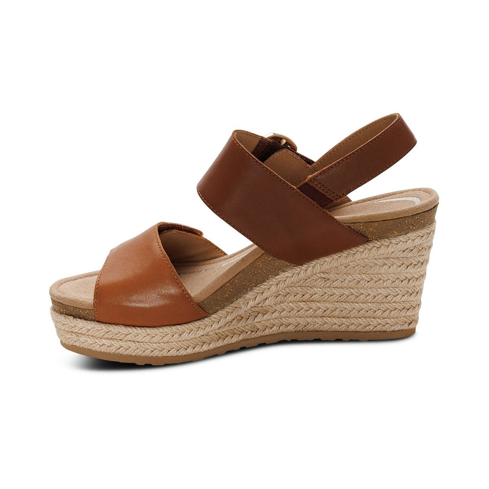 Aetrex Ashley Women's Arch Support Wedge Sandal – Coffee