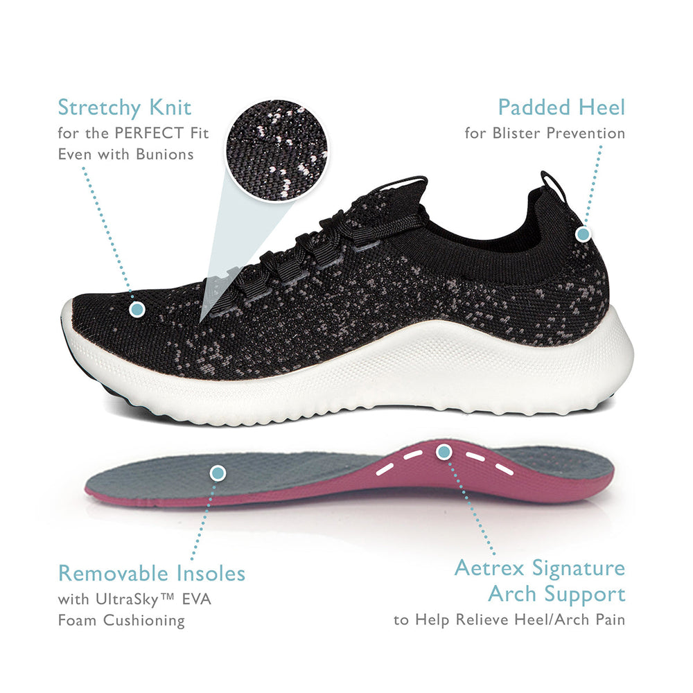Aetrex Carly Women's Arch Support Sneakers – Black