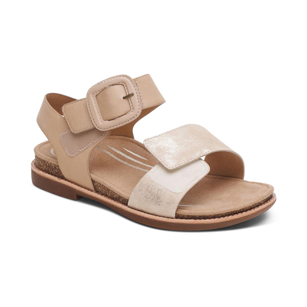 Aetrex Claire Women's Adjustable Strap Sandal – Champagne