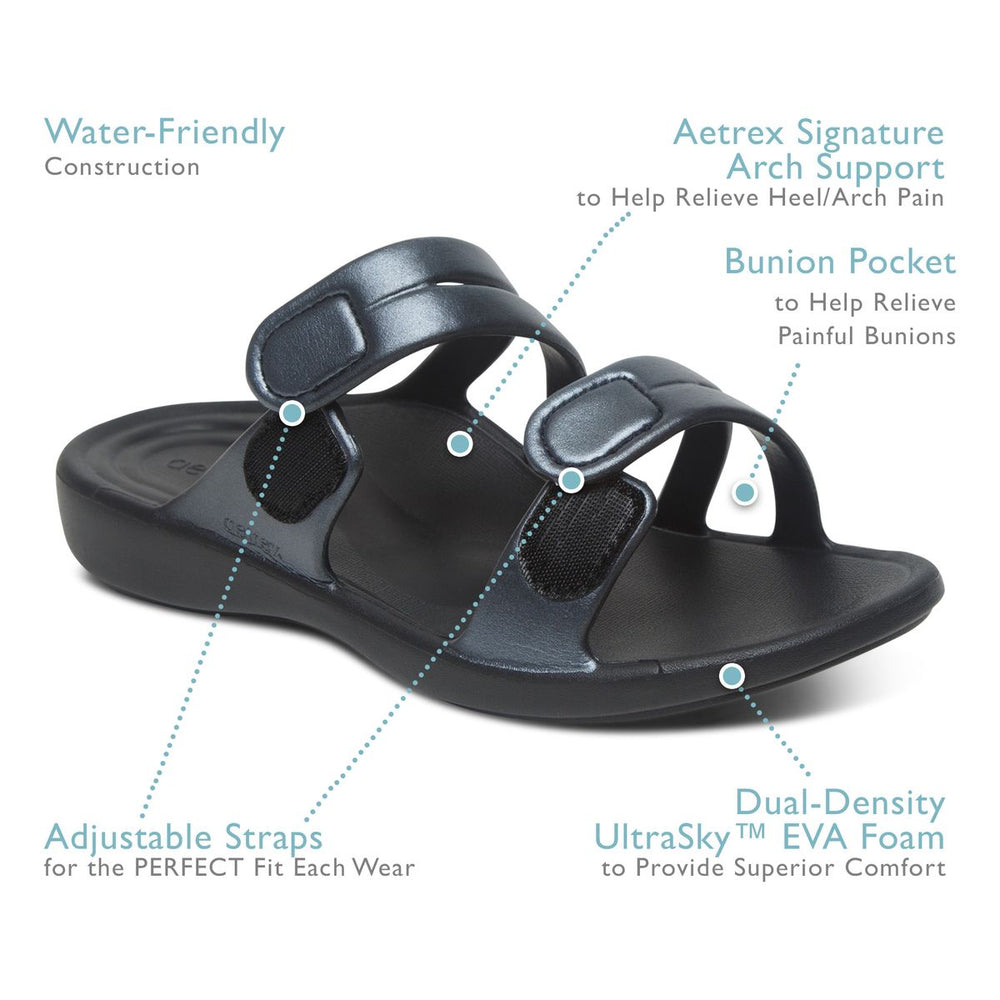 Aetrex Janey Women's Sport Slide – Black