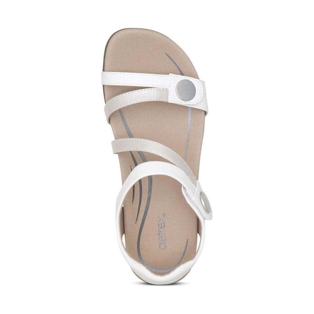 Aetrex Jess Women's Adjustable Quarter Strap Sandal – White
