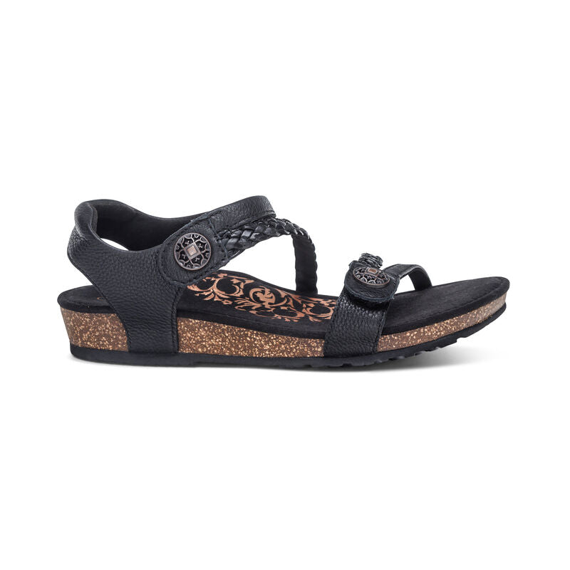 Aetrex Jillian Women's Braided Quarter Strap Sandal – Black
