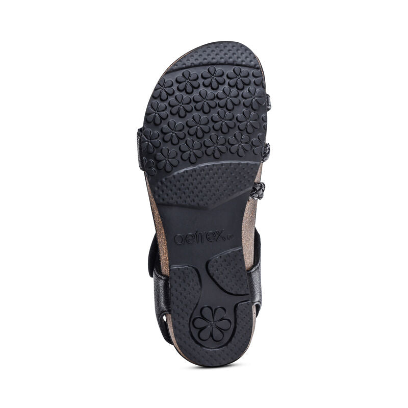 Aetrex Jillian Women's Braided Quarter Strap Sandal – Black