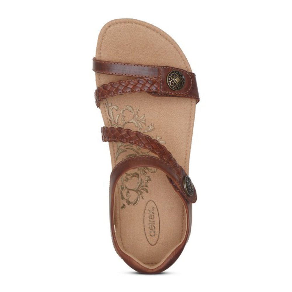 Aetrex Jillian Women's Braided Quarter Strap Sandal – Brown