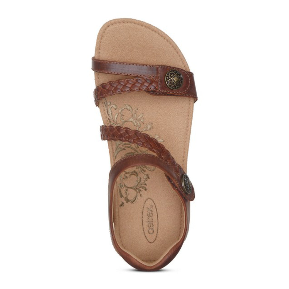 Aetrex Jillian Women's Braided Quarter Strap Sandal – Brown