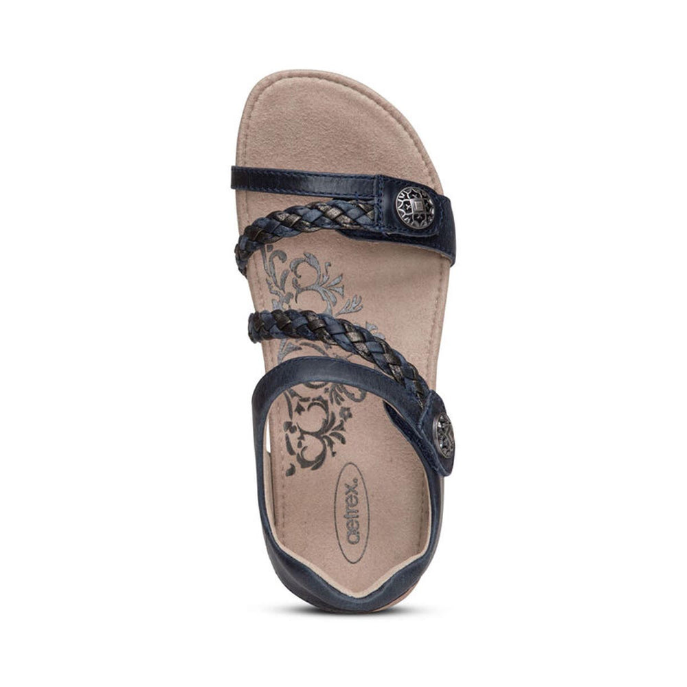 Aetrex Jillian Women's Braided Quarter Strap Sandal – Navy
