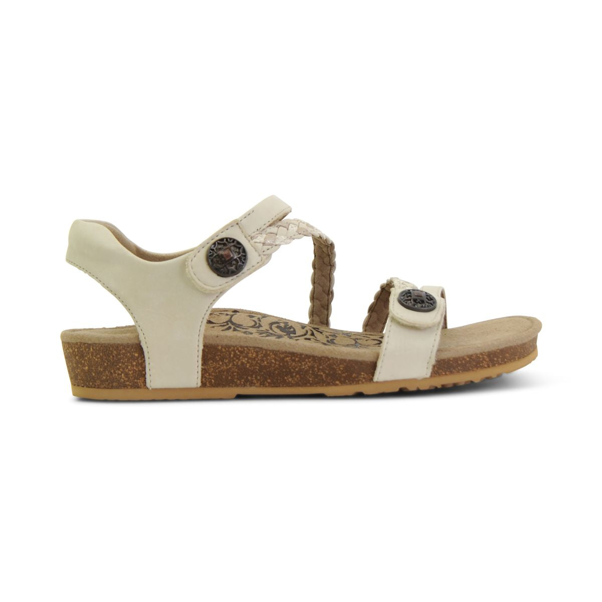 Aetrex Jillian Women's Braided Quarter Strap Sandal – Ivory