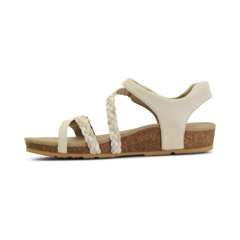 Aetrex Jillian Women's Braided Quarter Strap Sandal – Ivory
