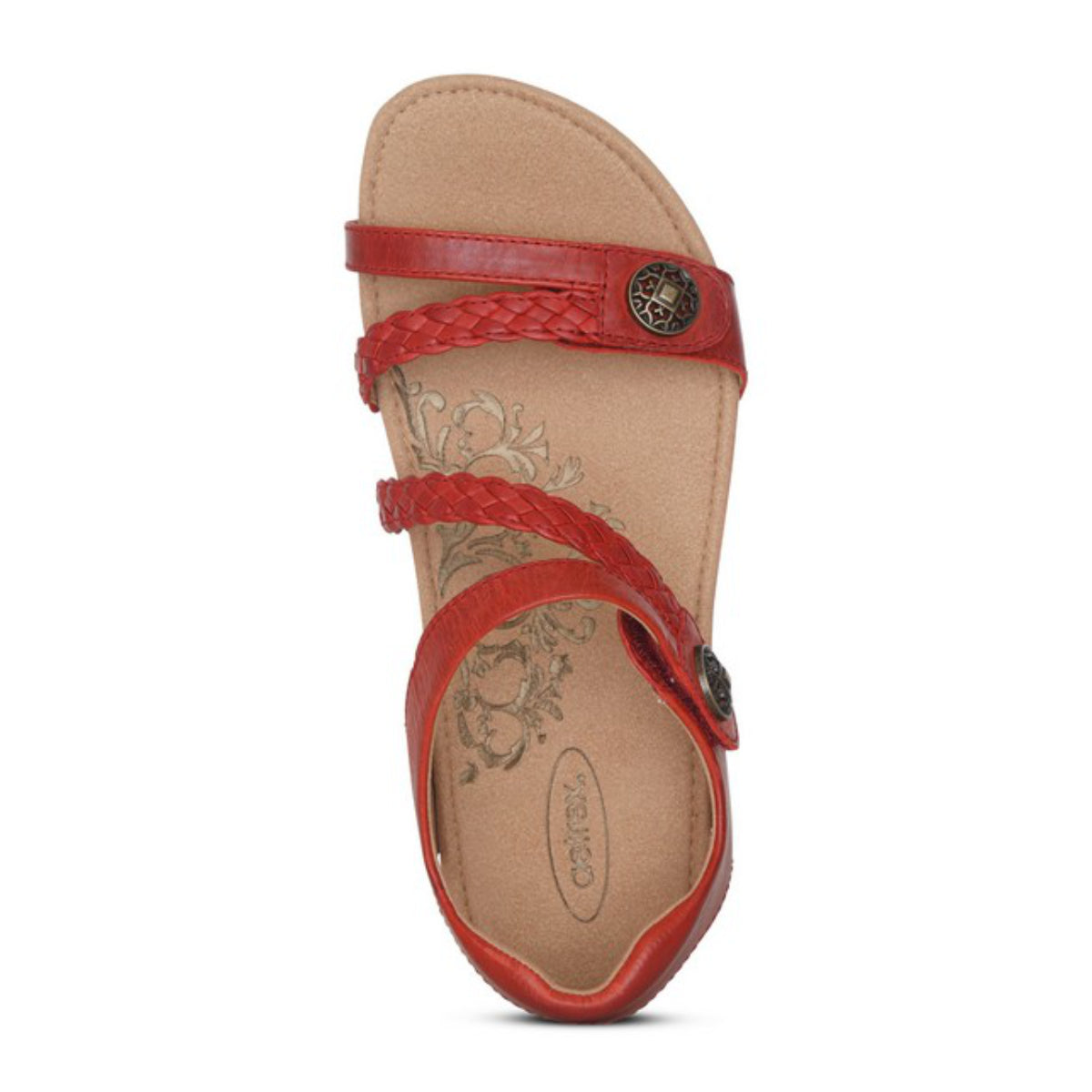 Aetrex Jillian Women's Braided Quarter Strap Sandal – Red