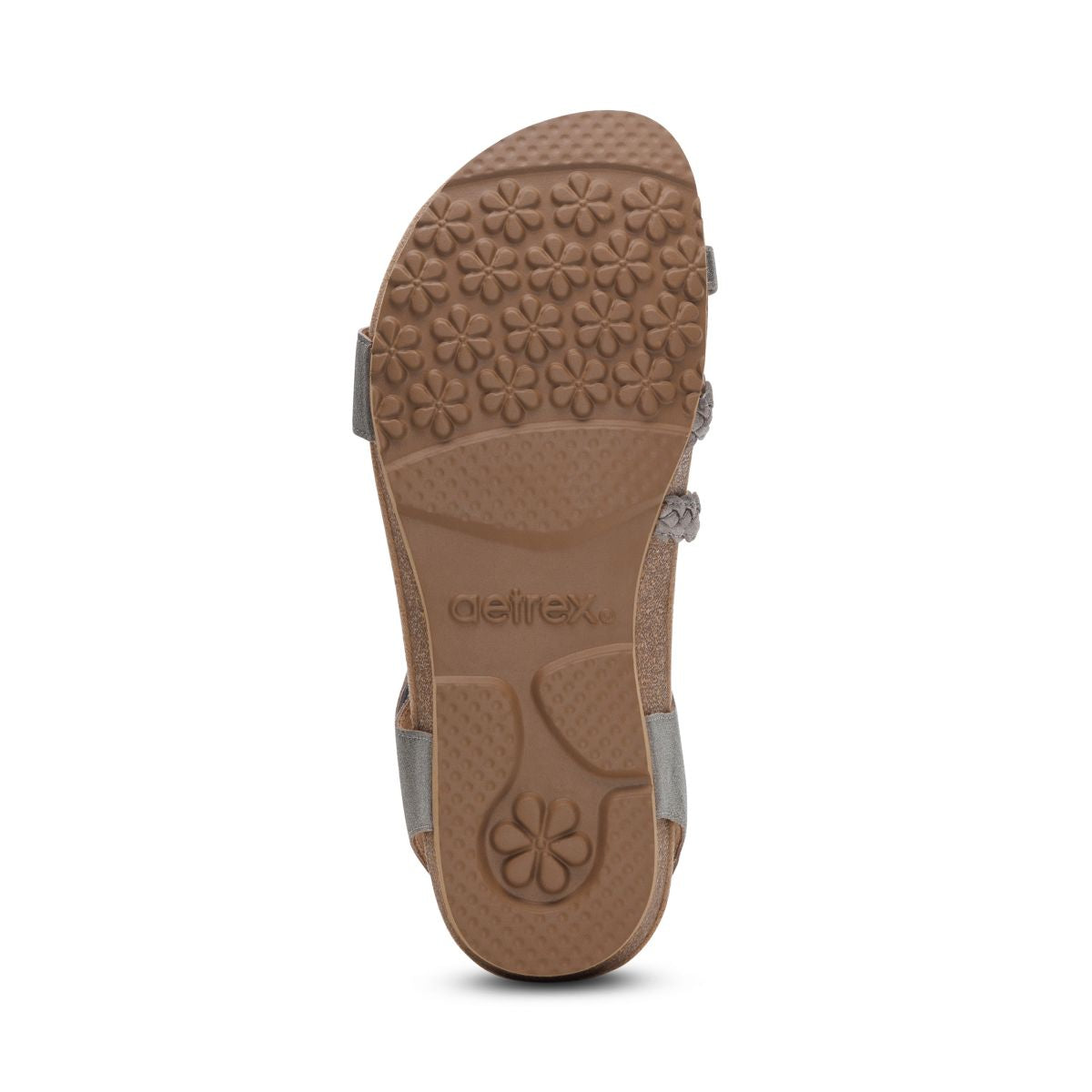 Aetrex Jillian Women's Braided Quarter Strap Sandal – Brushed Silver