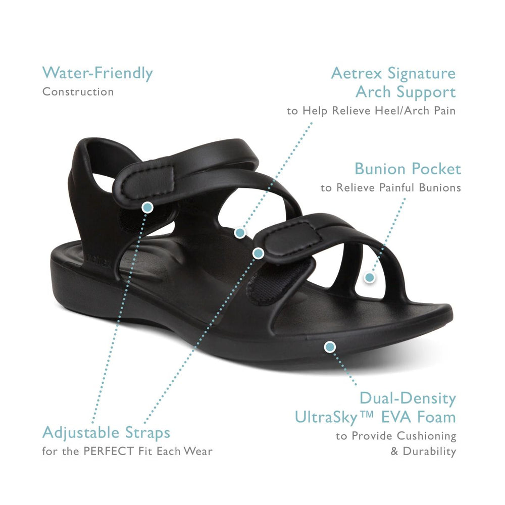 Aetrex Jillian Women's Sport Sandal – Black