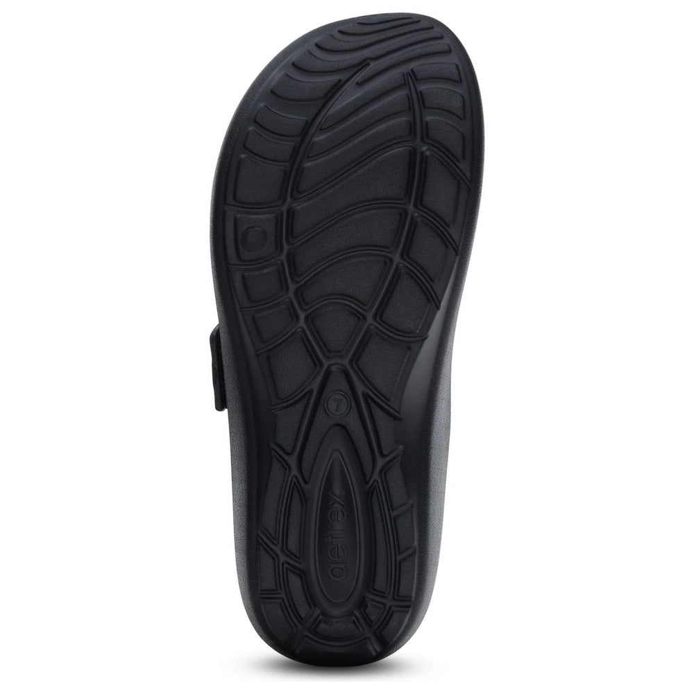 Aetrex Kaia Women's Two Band Slide – Black Gloss