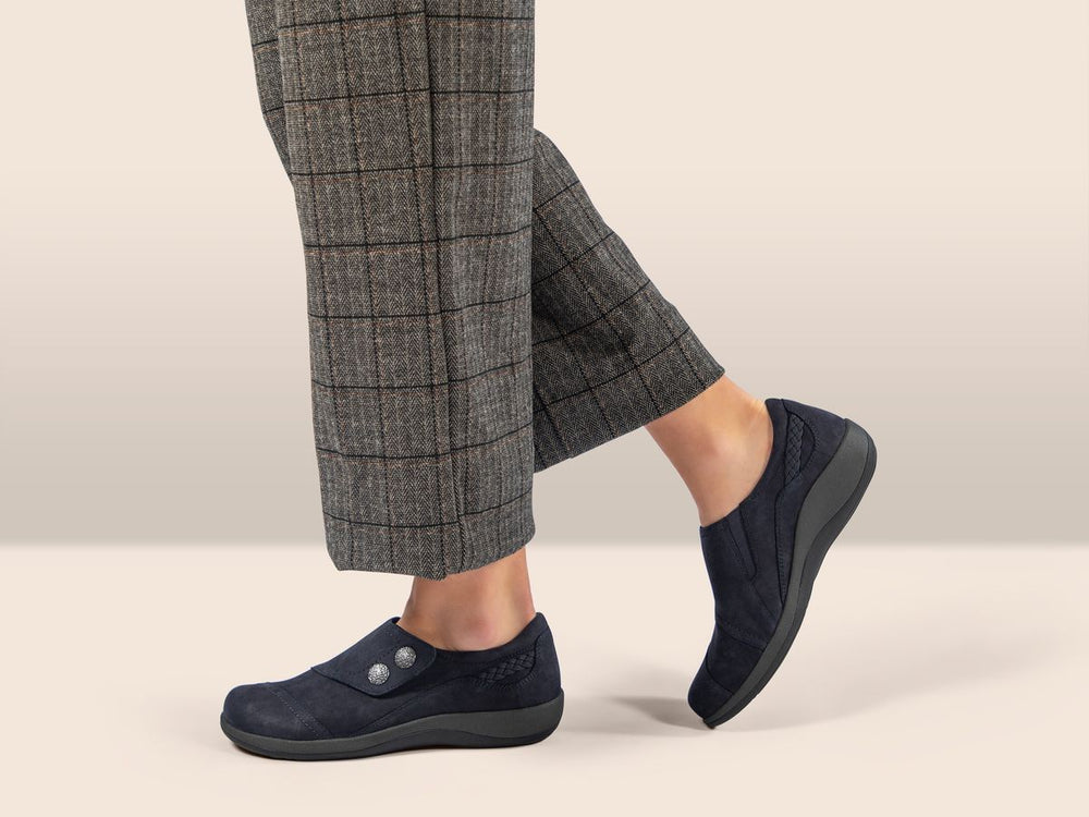 Aetrex Karina Women's Monk Strap Velcro – Navy