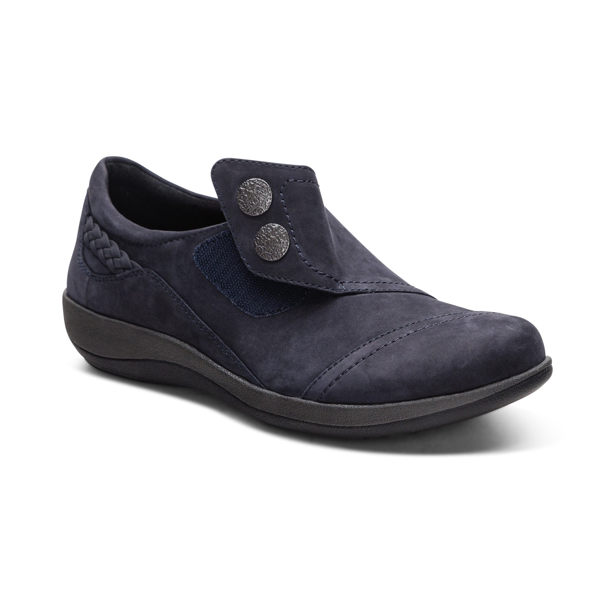 Aetrex Karina Women's Monk Strap Velcro – Navy