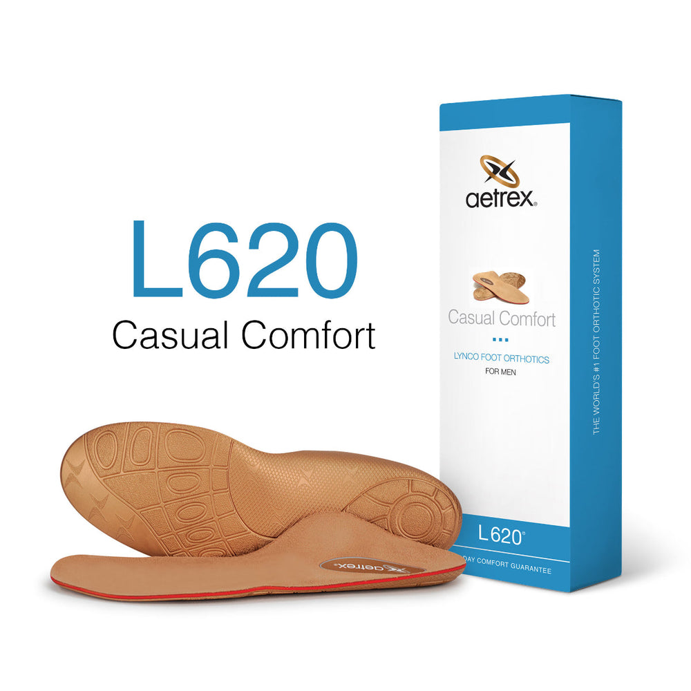 Low-profile grey orthotic insoles with a supportive heel post and smooth top surface, designed to stabilize flat feet and control overpronation in casual shoes.
