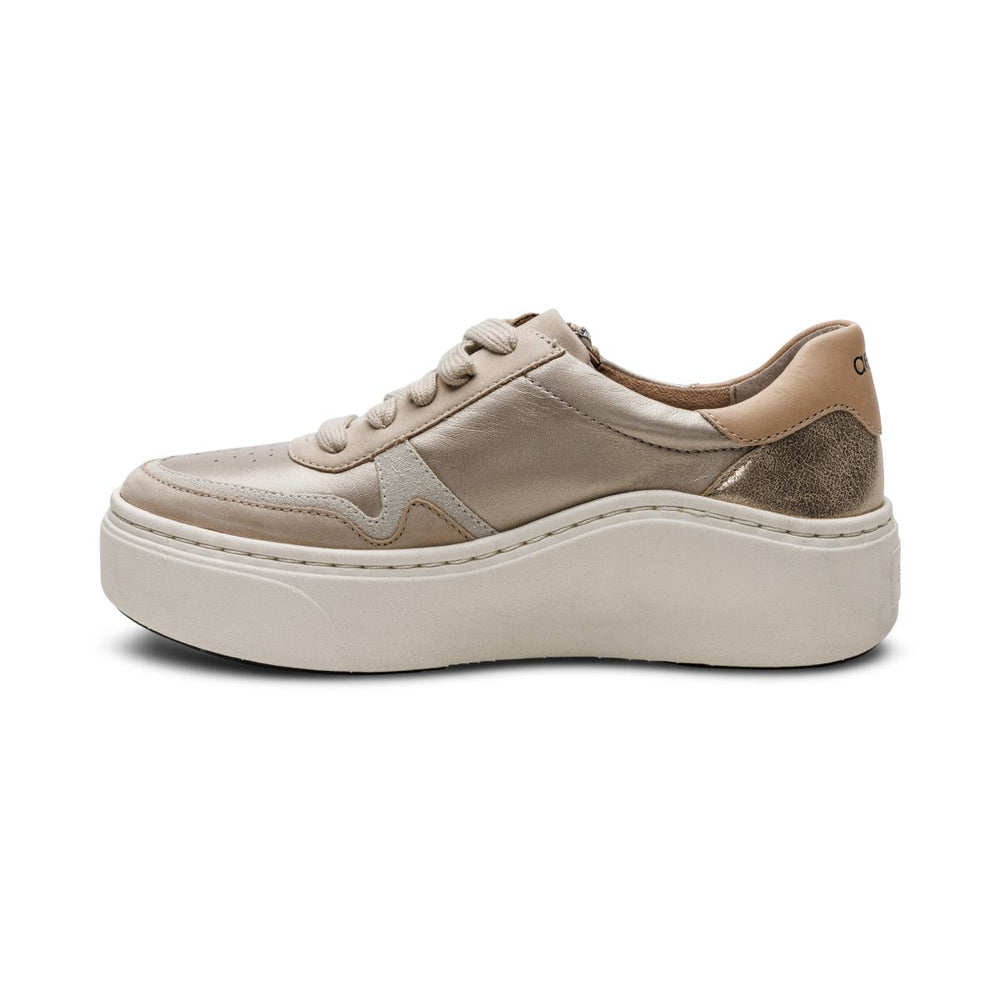 Aetrex Leigh Arch Support Platform Sneakers – Tan
