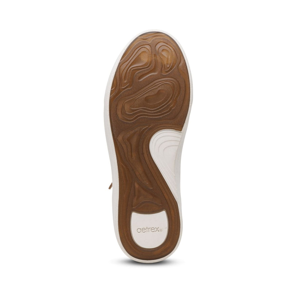 Aetrex Leigh Arch Support Platform Sneakers – Tan