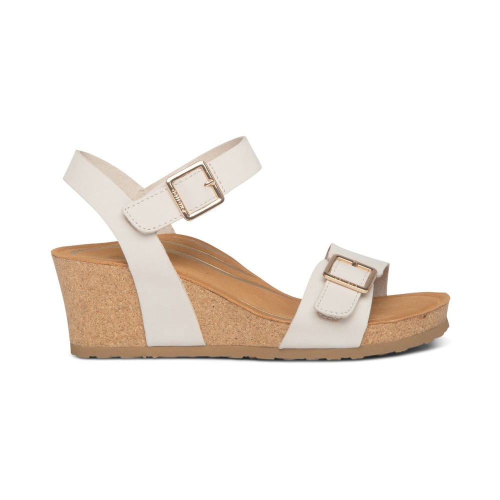 Aetrex Lexa Women's Quarter Strap Wedge – Ivory