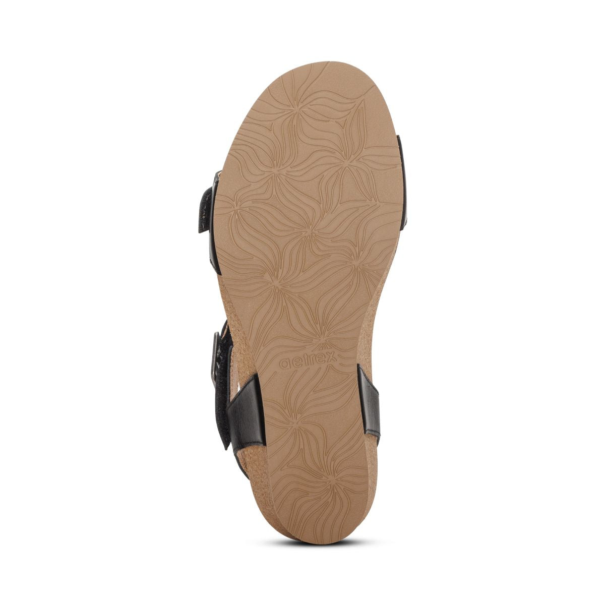 Aetrex Lexa Women's Quarter Strap Wedge – Black