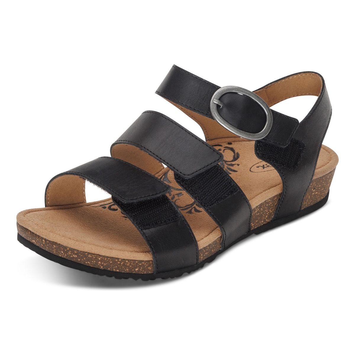 Aetrex Lilly Women's Adjustable Quarter Strap Sandal – Black