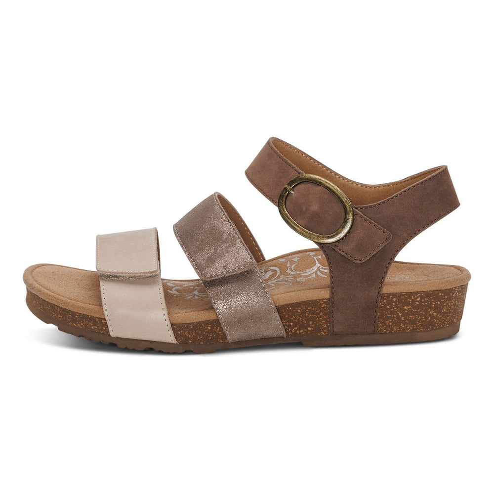 Aetrex Lilly Women's Adjustable Quarter Strap Sandal – Taupe
