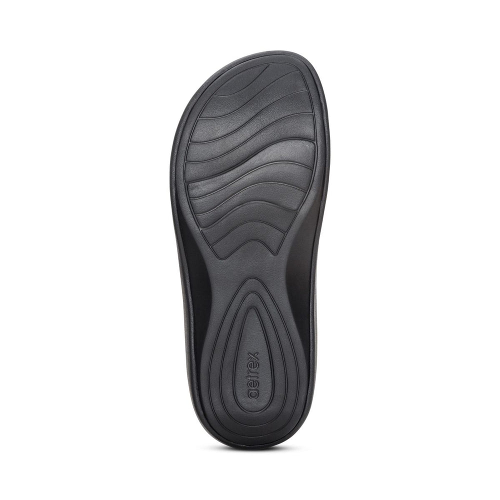 Aetrex Maui Women's Orthotic Flips – Black Gloss